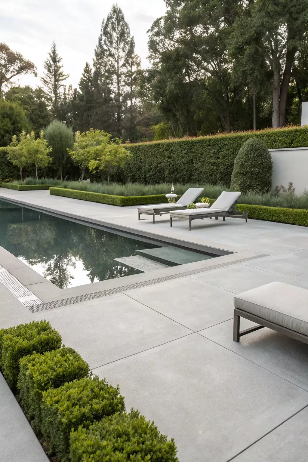 Piscine avec liner gris clair